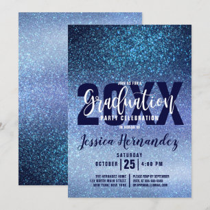 Aqua Baby Blue Triple Glitter Ombre Afstuderen Kaart