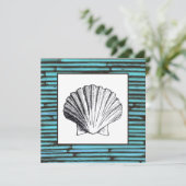Aqua Bamboo Sea Shell Faire-part de mariage (Debout devant)