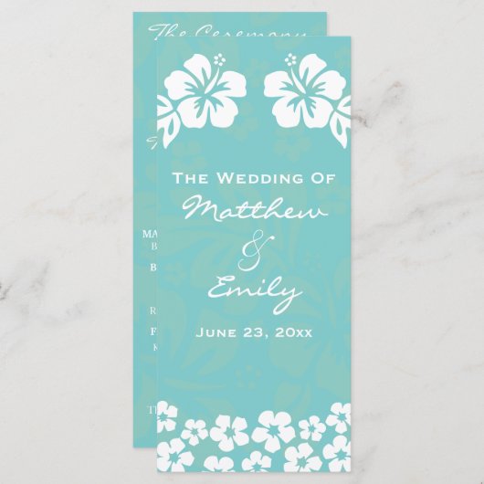 Aqua Beach Bloemen Trouwprogramma Programma (Voorkant / Achterkant)