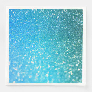 Aqua Beach Blue Summer Glitter Servet