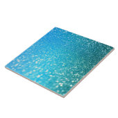 Aqua Beach Blue Summer Glitter Tegeltje (Zijkant)