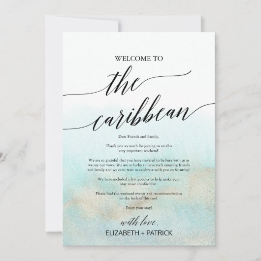 Aqua Beach Caribische Welkomstbrief & reisroute (Voorkant)