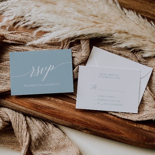 Aqua Beach Coördinaat Eenvoudige RSVP-kaart RSVP Kaartje