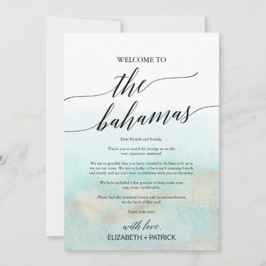 Aqua Beach The Bahamas Welcome Letter & Itinerary (Voorkant)