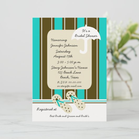 Aqua Beach Thème Nuptiale Douche Invitation (Debout devant)