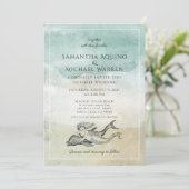 Aqua Beach Wedding Invitation (Debout devant)