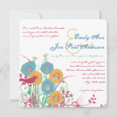 Aqua Beeswax Raspberry Wild Flower Bird Wedding Kaart (Voorkant)