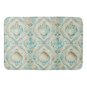 AQUA & BEIGE ZOMER SCHELPEN & PLANTEN BADMAT