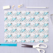 Aqua Bicycle op White Tissue Paper Tissuepapier (Craft)
