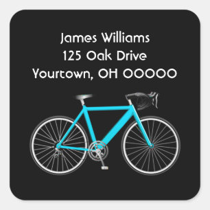 Aqua Bicycle op zwart Vierkante Sticker
