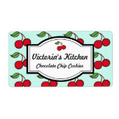 Aqua Big Cherry Étiquettes de cuisine personnalisé (Devant)