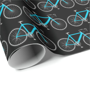 Aqua Bike on Black Wrapping Paper Cadeaupapier
