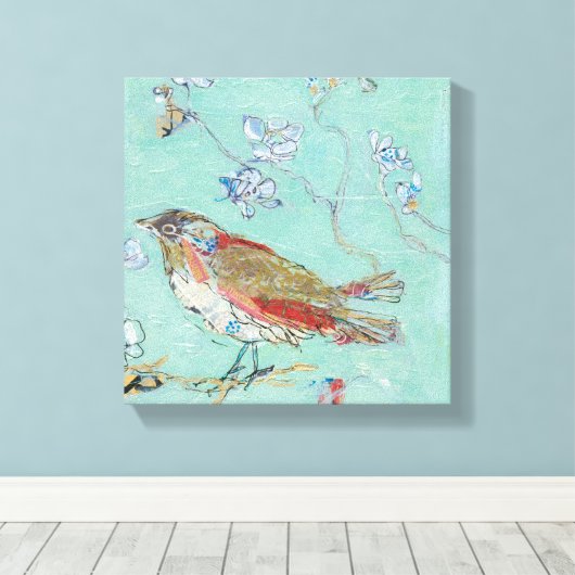Aqua Bird Canvas Afdruk (Insitu (Houten vloer))