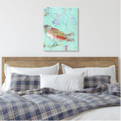 Aqua Bird Canvas Afdruk (Insitu (Slaapkamer))