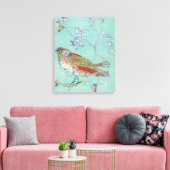 Aqua Bird Canvas Afdruk (Insitu (Woonkamer))