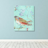 Aqua Bird Canvas Afdruk (Insitu (Houten vloer))