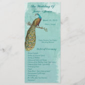 Aqua  Bird Wedding Program Order of Service Programma (Voorkant)