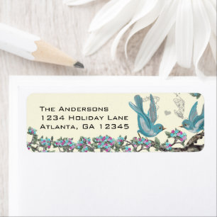 Aqua Birds Hot Pink & Aqua Flower Labels
