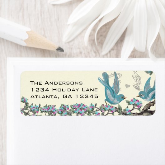  Aqua Birds Hot Pink & Aqua Flower Labels (Insitu)