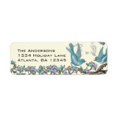  Aqua Birds Hot Pink & Aqua Flower Labels (Voorkant)