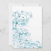 Aqua Birds Swirls Wedding Invites Kaart (Achterkant)