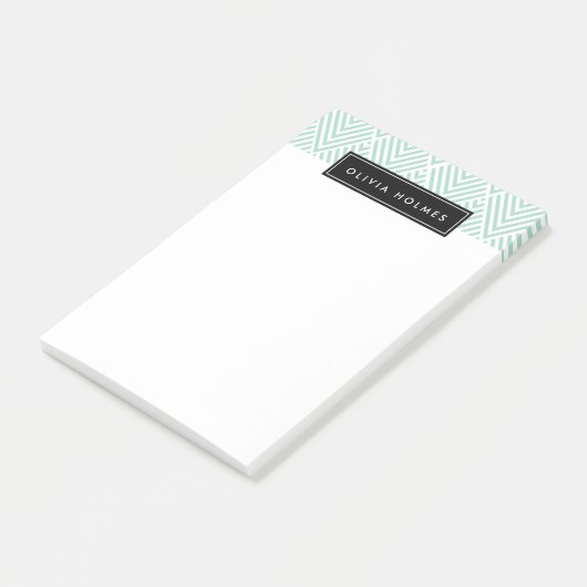 Aqua & Black Chevron Pattern Post-it® Notes (Schuin)