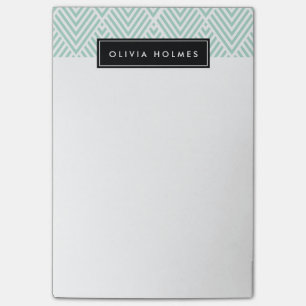 Aqua & Black Chevron Pattern Post-it® Notes