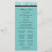 Aqua Black Damask Wedding Program Programma (Achterkant)