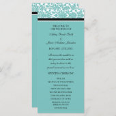 Aqua Black Damask Wedding Program Programma (Voorkant / Achterkant)