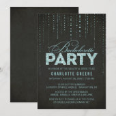 Aqua & Black Glitter Kijk Bachelorette Party Kaart (Voorkant / Achterkant)