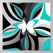 Aqua Black Grey Abstract Poster (Voorkant)