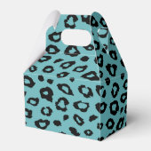 Aqua Black Leopard Print Baby shower Bedankdoosjes (Achterkant)