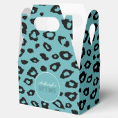 Aqua Black Leopard Print Baby shower Bedankdoosjes (Geopend)
