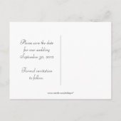 Aqua Black Monogram Floral Swirls Bewaar de datum Aankondigingskaart (Achterkant)