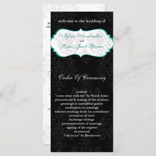 aqua black Wedding programma (Voorkant / Achterkant)