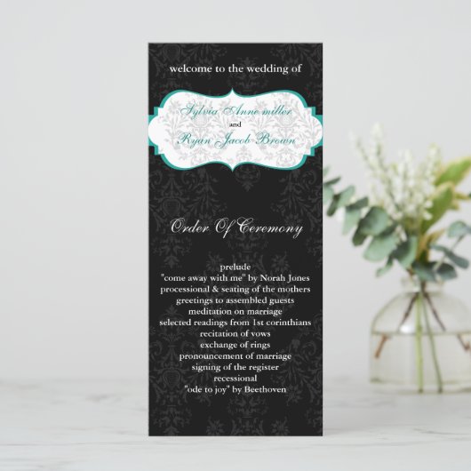 aqua black Wedding programma (Staand voorkant)
