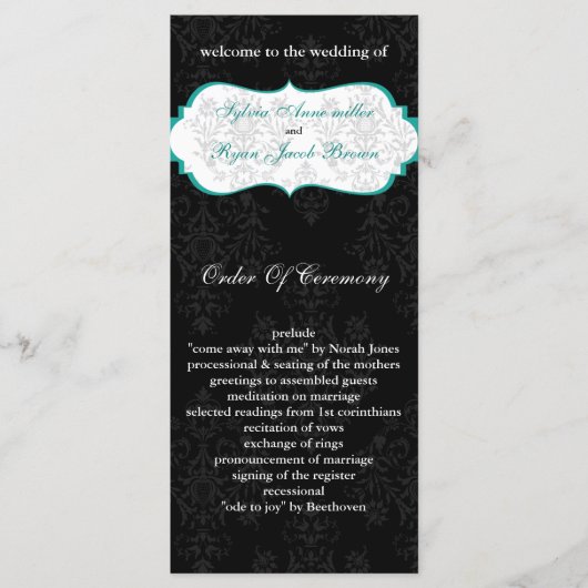 aqua black Wedding programma (Voorkant)