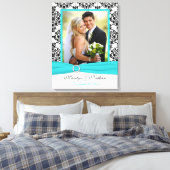 Aqua, Black, White Damask Wedding Canvas (Insitu (Slaapkamer))