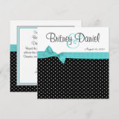 Aqua Black & White Polka Dot Wedding Invitations Kaart (Voorkant / Achterkant)