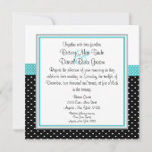 Aqua Black & White Polka Dot Wedding Invitations Kaart (Achterkant)