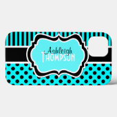 Aqua Black White Striped Polka Dots iPad Air Case (Achterkant (horizontaal))