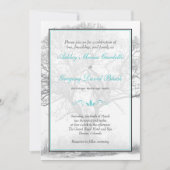 Aqua Black White Winter Tree Weddenschap Kaart (Voorkant)