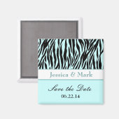 Aqua Black Zebra Save the Date Mariage Magnet (Recto/Verso)