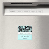 Aqua Black Zebra Save the Date Mariage Magnet (In Situ (Lave-vaisselle))