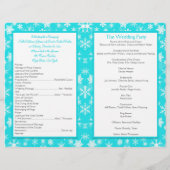 Aqua, Blanc, Gris Snowflakes Programme de mariage (Dos)