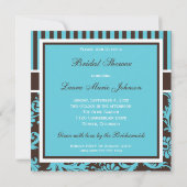 Aqua, blanc, invitation Brown de Fête de la mariée (Dos)