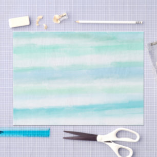 Aqua Blau Muntwit Aquarel Strepen II Tissuepapier