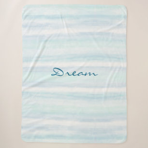 Aqua Blau Muntwit Waterverf Strepen Sherpa Deken
