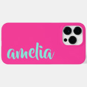 Aqua blauw aangepaste naam script vet heet roze Case-Mate iPhone case (Achterkant (horizontaal))