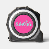 Aqua blauw aangepaste naam script vet heet roze rolmaat (Voorkant)